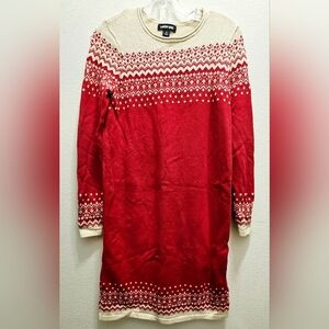 Lands' End Red and Cream Knit Dress ~ Size small size 6~8